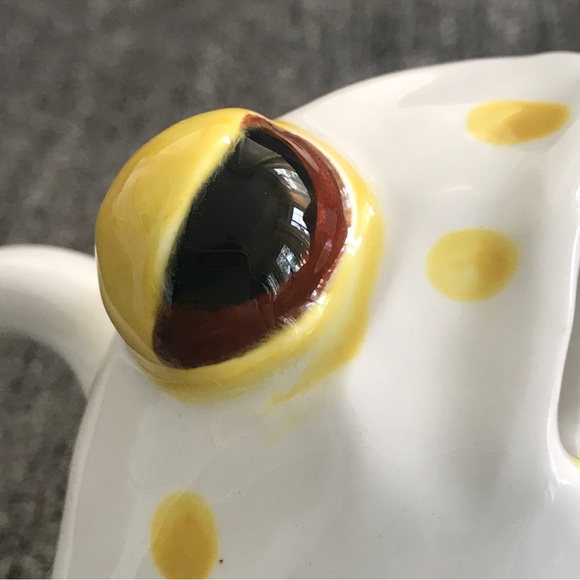 Schmid Design Ceramic Yellow Polka Dot Frog Creamer Vase Pitcher - Picture 7 of 12